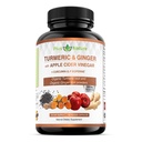 120 capsule de pulbere de rădăcină de turmerică organică USDA, praf de ghimbir organic USDA şi pulbere de oţet de cidru de mere cu curcumin (95% curcuminoide) şi bioperină, 1410 mg per Servire în capsule de legume