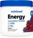 Nutricost Energetic Drink Powder (Grape) (60 Servings) - Supliment de antrenament pre cu arome naturale - non-GMO, gluten-free