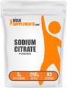 BulkSupplements.com Pulbere Citrate de sodiu - Gradul alimentar Citrate de sodiu, Emulsificator, Îmbunătățitor de arome - Gluten gratuit, 3g per Serving, 250g (8,8 oz) (Pachet de 1)