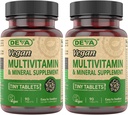 DEVA Comprimate mici Vegan Multivitamine pentru femei și bărbați 2-pack cu fier, vitamina C, E, B vitamine, zinc, 90 comprimate fiecare