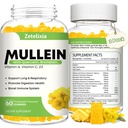 Mullein Gummies for Clear Lungi, 10 in 1 Mullein Leaf Extract pentru Plămâni, Mullein Querbetin Gummies for Lung Cleanse, Respirator, Imun, Ananas Flavor, 120 Count