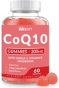 Sugar Free CoQ10 Gummies 200mg, Coenzima Q10 w/Omega-3, Vitamina E pentru adulți, Suplimentul Co Q10 pentru antioxidant, Energie, Suport Creier