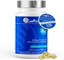 CanPrev K2 120mcg cu ulei organic de nucă de cocos, 120 Softgels 120-Day de aprovizionare - Absorbție îmbunătățită pentru suport optim al oaselor și dinților, vitamina K2 de mare potențial pentru menținerea oaselor puternice și dinților