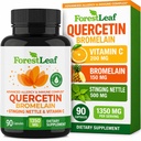 ForestLeaf Querbetin cu Bromelain 1350 mg - Amestec cu vitamina C & Stinging Nettle Supliment, Querbetin 500 mg Capsule, non-GMO Gluten gratuit, funcţie imună naturală şi respiratorie, 90 Veggie Capace