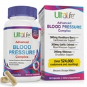 ULTALIFE suplimente de tensiune arterială - Complex avansat de tensiune arterială - Hawthorn Berry, Hibiscus, Usturoi, Forskolin - 14 vitamine și plante aromatice, 30 zile de aprovizionare în capsule vegetale