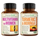 Vimerson Sanatate Femeie: Multivitamine & Turmeric Moringa Supliment pentru Suport Imun, Energie, Mood, Păr, Piele, Nails, Articulații și Digestion.