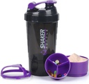 Sticla de Shaker Proteine,16 oz Shake Cup pentru pulbere de proteine cu stocare,Sport sticla de apă,Non Slip 3 Layer Twist Off Cupe 3 oz cu Pill Tray Leak Proof Shake sticle pentru amestecuri de proteine
