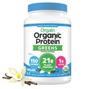 Orgain Organic Vegan Proteina pulbere + Verde, Vanilla Bean - 21g Proteina pe bază de plante, Gluten gratuit, lactate, Lactoză gratuit, Soy gratuit, fără zahăr adăugat, Cu fier si prebiotice pentru sanatate Gut - 1.94lb